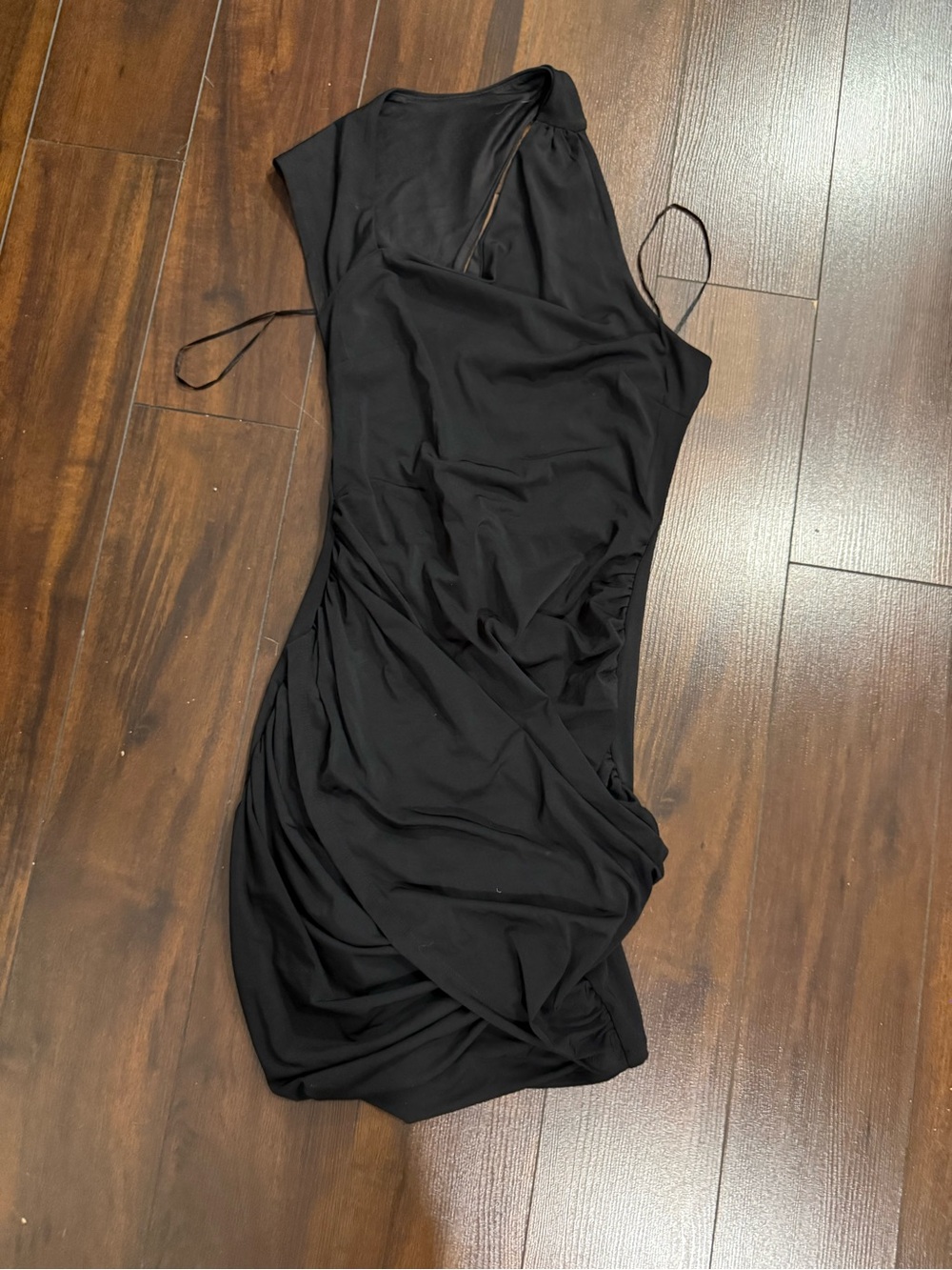 Dynamite Black One-Shoulder Ruched Cocktail Dress